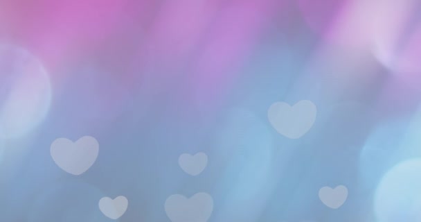 Corazones Amor Animados Rosa Azul Colorido Fondo Borroso Para Celebración — Vídeos de Stock
