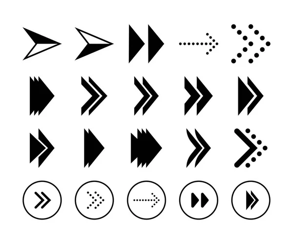 Vektör formatında basit siyah okları kümesi. Dekoratif işaret ve sembolleri.