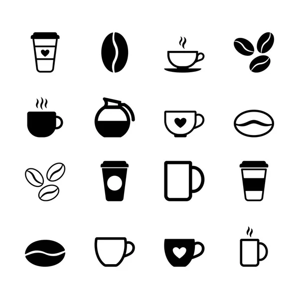 Düz siyah kahve simgeler vektör formatında kümesi. Basit işaret ve sembolleri.