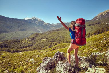 Sırt çantaları, açık havada ile insanların yaya turizm, seyahat.  