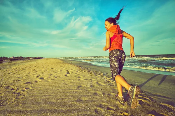 Une Femme Qui Court Femme Coureuse Jogging Pendant Entraînement Plein — Photo