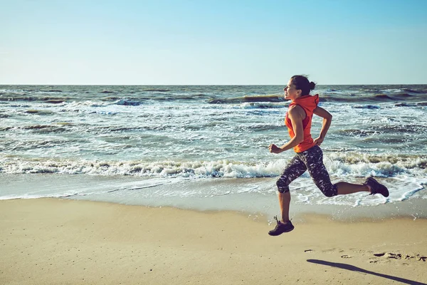 Une Femme Qui Court Femme Coureuse Jogging Pendant Entraînement Plein — Photo