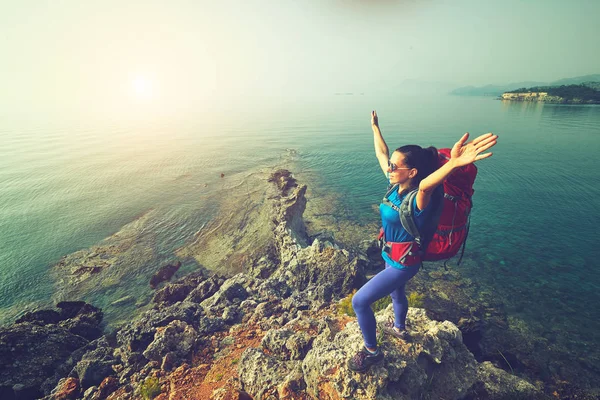 Pedestrian Tourism People Travel Backpacks Open Air — Stock Photo, Image