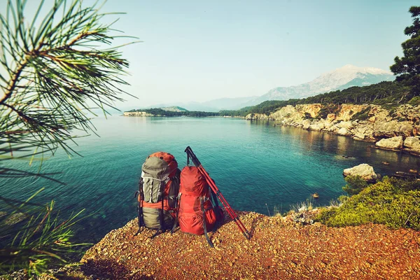 Pedestrian Tourism People Travel Backpacks Open Air — Stock Photo, Image