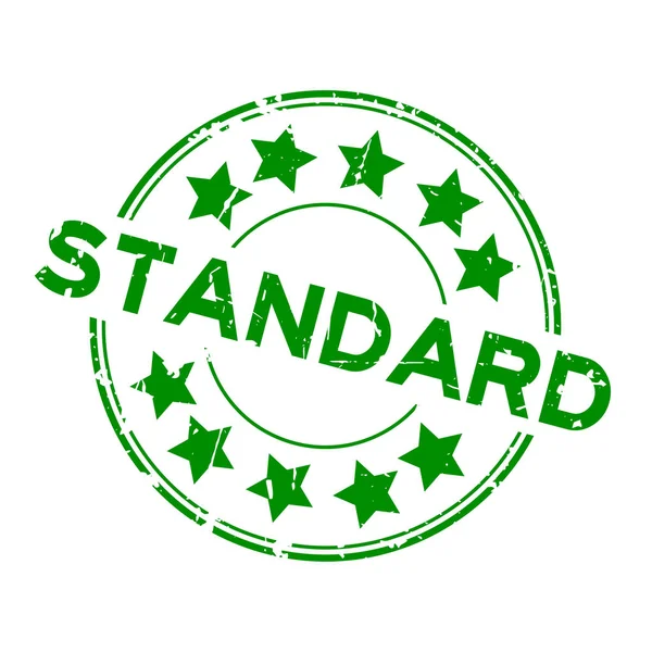 Grunge Green Standard Aufschrift Mit Stern Symbol Runden Gummidichtungsstempel Auf — Stockvektor