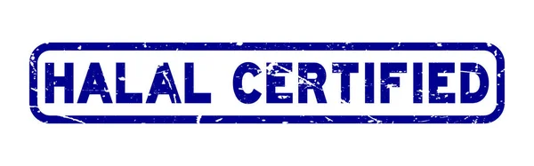 Grunge Bleu Halal Certificationl Joint Caoutchouc Carré Timbre Sur Fond — Image vectorielle