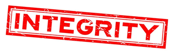 Grunge Kırmızı Bütünlük Word Meydanı Lastik Mühür Damgası Beyaz Arka — Stok Vektör