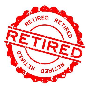 Grunge kırmızı yuvarlak lastik mühür damgası kelime beyaz arka plan üzerinde emekli.