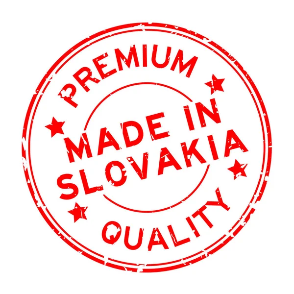 Grunge Red Premium Quality Made Slovakia Rubber Seal Stamp White — Stock Vector