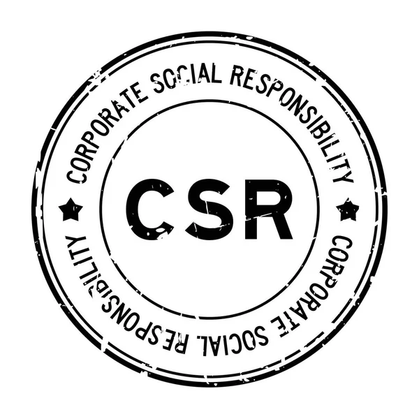 Grunge Schwarz Csr Corporate Social Responsibility Wort Rund Gummidichtung Stempel — Stockvektor