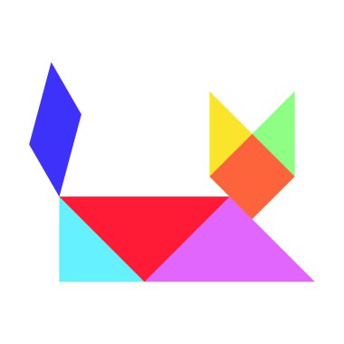 Beyaz arka planda (vektör kedi şeklinde bulmaca renkli tangram)
