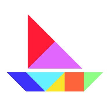 Renk tangram bulmacanın beyaz arka planda (vektör tekne, gemi veya tekne şeklinde)
