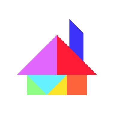 Renk tangram bulmacanın beyaz arka planda (vektör ev şeklinde)