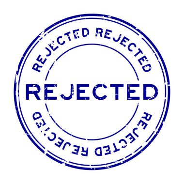 Grunge mavi beyaz arka plan üzerinde yuvarlak damga mühür reddetti