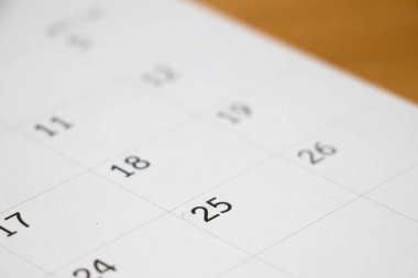 Takvim arka plan üzerinde 25 günün kapandı