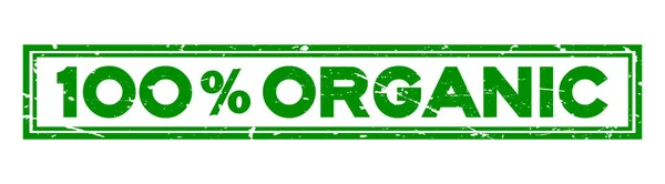 Grunge Verde 100 Palabra Orgánica Sello Goma Cuadrada Sobre Fondo — Archivo Imágenes Vectoriales
