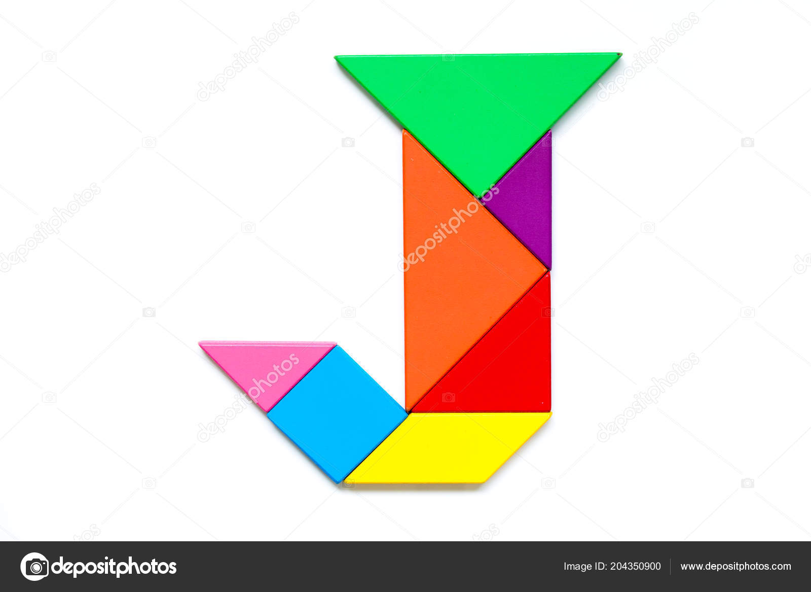 Rompecabezas Tangram Color Forma Del Alfabeto Inglés Fondo