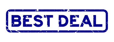 Grunge mavi en iyi anlaşma kare lastik mühür damgası beyaz arka plan üzerinde