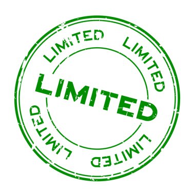 Grunge yeşil yuvarlak lastik mühür damgası beyaz arka plan üzerinde sınırlı