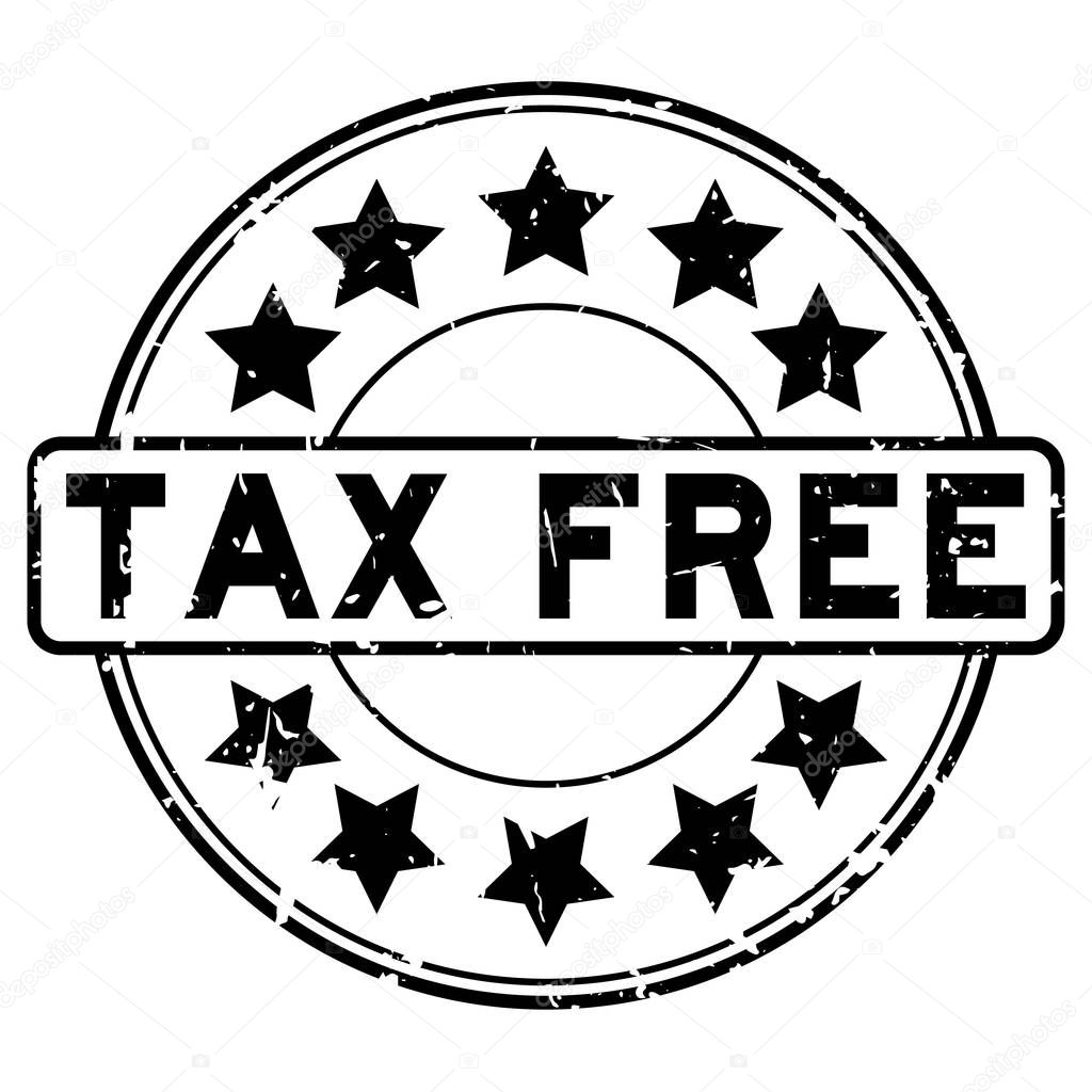 Grunge black tax free word round rubber seal stamp on white background