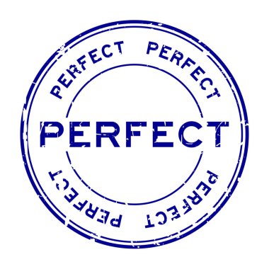 Grunge mavi mükemmel yuvarlak lastik mühür damgası beyaz arka plan üzerinde