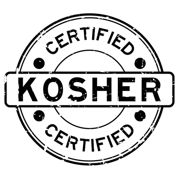 Grunge Preto Kosher Palavra Certificada Redonda Selo Borracha Fundo Branco —  Vetores de Stock