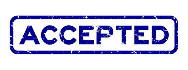 Kabul edilen grunge mavi word Meydanı lastik mühür damgası beyaz arka plan üzerinde