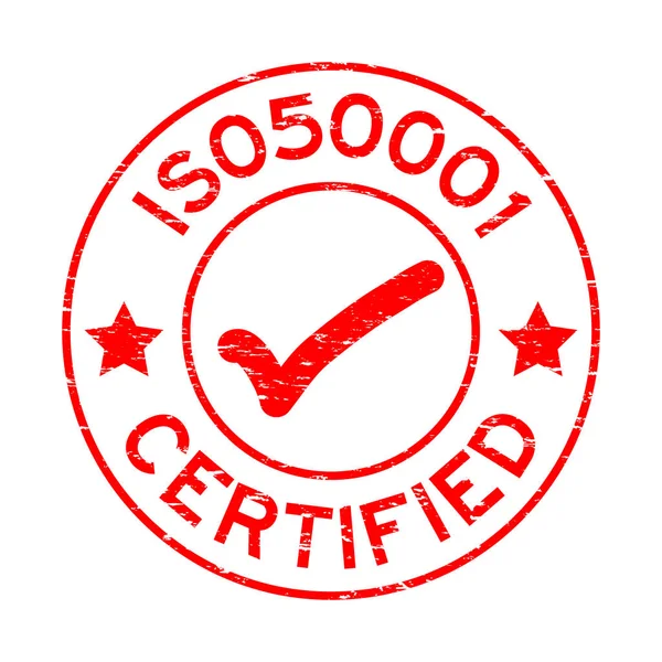 Grunge Červené Iso 50001 Ikonou Značky Kulaté Razítko Pečeť Bílém — Stockový vektor