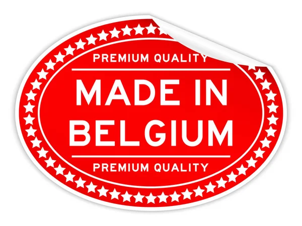 Qualité Premium Fabriqué Belgique Couleur Rouge Timbre Sceau Ovale Sur — Image vectorielle