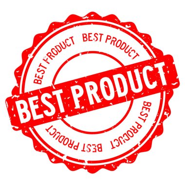 Grunge kırmızı iyi ürün kelime yuvarlak lastik mühür damgası beyaz arka plan üzerinde