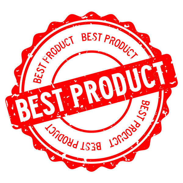 Grunge red best product word round rubber seal stamp on white background