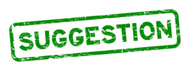 Grunge yeşil öneri kare lastik mühür damgası beyaz arka plan üzerinde