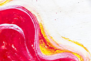 Soyut resim beton zemin üzerine kırmızı, beyaz ve sarı