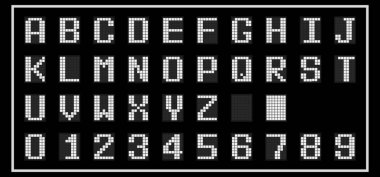 Beyaz siyah arka planda (vektör Led dijital yazı tipi rengini)