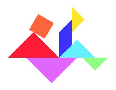 Adam şekli (vektör beyaz zemin üzerine düşen Tangram bulmacanın renk)