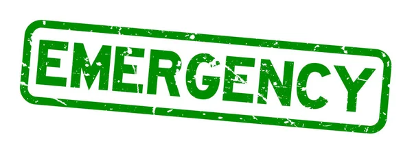 Grunge Vert Mot Urgence Carré Cachet Caoutchouc Sur Fond Blanc — Image vectorielle