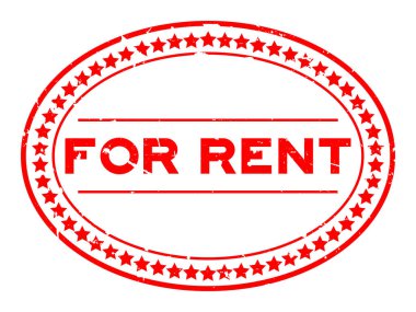 Grunge için kira kelime oval lastik mühür damgası beyaz zemin üzerine kırmızı