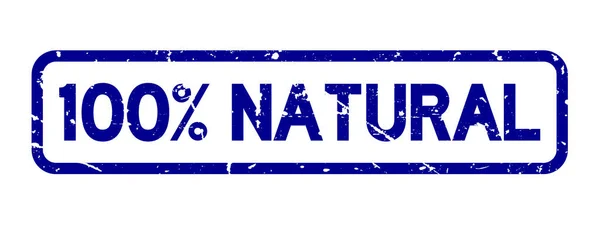 Grunge Blu 100 Naturale Sigillo Gomma Quadrata Timbro Sfondo Bianco — Vettoriale Stock