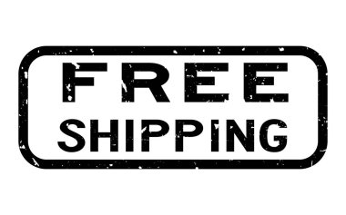 Grunge siyah ücretsiz nakliye word Meydanı lastik mühür damgası beyaz arka plan üzerinde