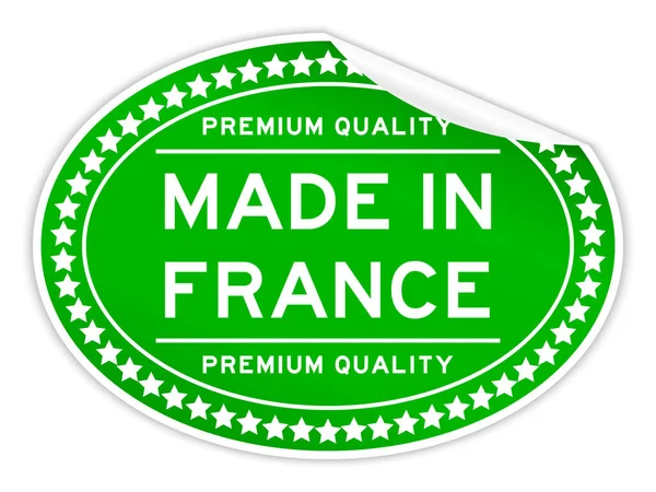 Odlepení Špičkové Kvality Vyrobené Francii Slovo Zelená Barva Oválný Štítek — Stockový vektor