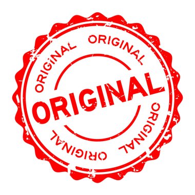 Grunge kırmızı orijinal word yuvarlak beyaz arka plan üzerinde iş damga mühür