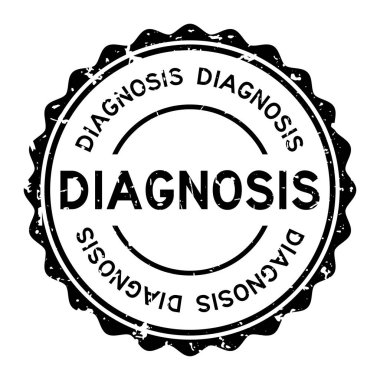 Grunge siyah tanı kelime yuvarlak lastik mühür damgası beyaz arka plan üzerinde