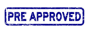 Beyaz arka plan üzerinde kare lastik mühür damgası ifadeler grunge mavi öncesi onaylı