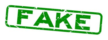Grunge yeşil sahte word kare lastik mühür damgası beyaz arka plan üzerinde