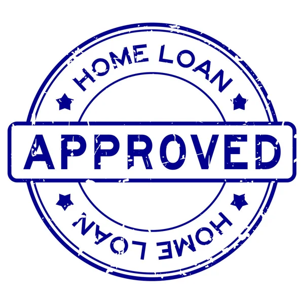 垃圾蓝色房屋贷款批准字圆形橡胶印章在白色背景 — 图库矢量图片