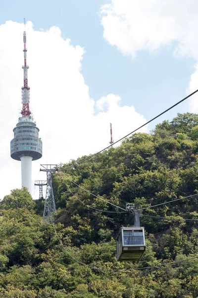 Sep 2018 Seul Coreia Sul Viajante Teleférico Seoul Tower Montanha — Fotografia de Stock