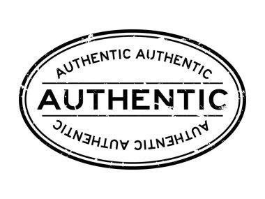 Grunge siyah otantik kelime oval lastik mühür damgası beyaz arka plan üzerinde