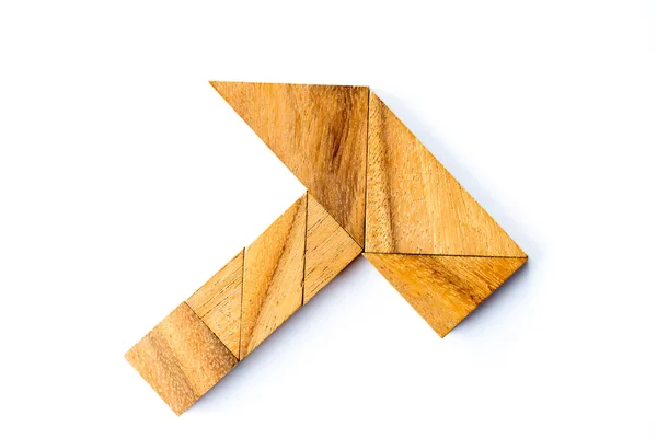 Drewna Tangram Puzzle Kształcie Młotka Białym Tle — Zdjęcie stockowe