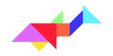 Renk tangram bulmacanın beyaz arka plan üzerinde köpek balığı ya da balina şeklinde