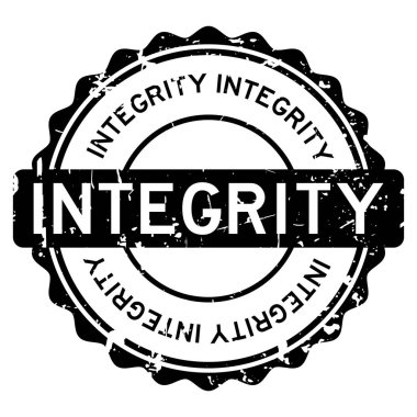 Grunge siyah bütünlük kelime yuvarlak lastik mühür damgası beyaz arka plan üzerinde